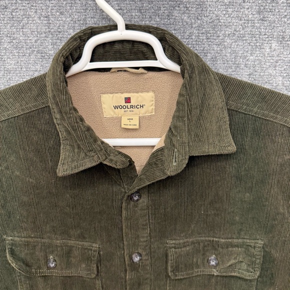 Vintage Woolrich green corduroy jacket shacket 6235 Men's size L Large (Stained) - Picture 7 of 13
